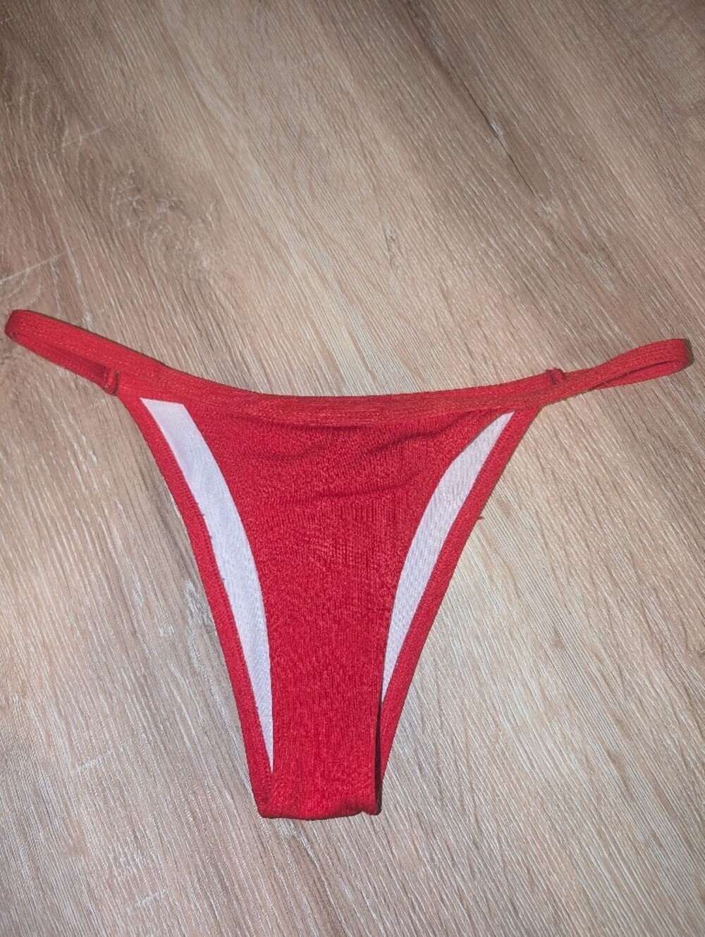 Zaful Red Women's Bikini Bottom with White Accent Panels